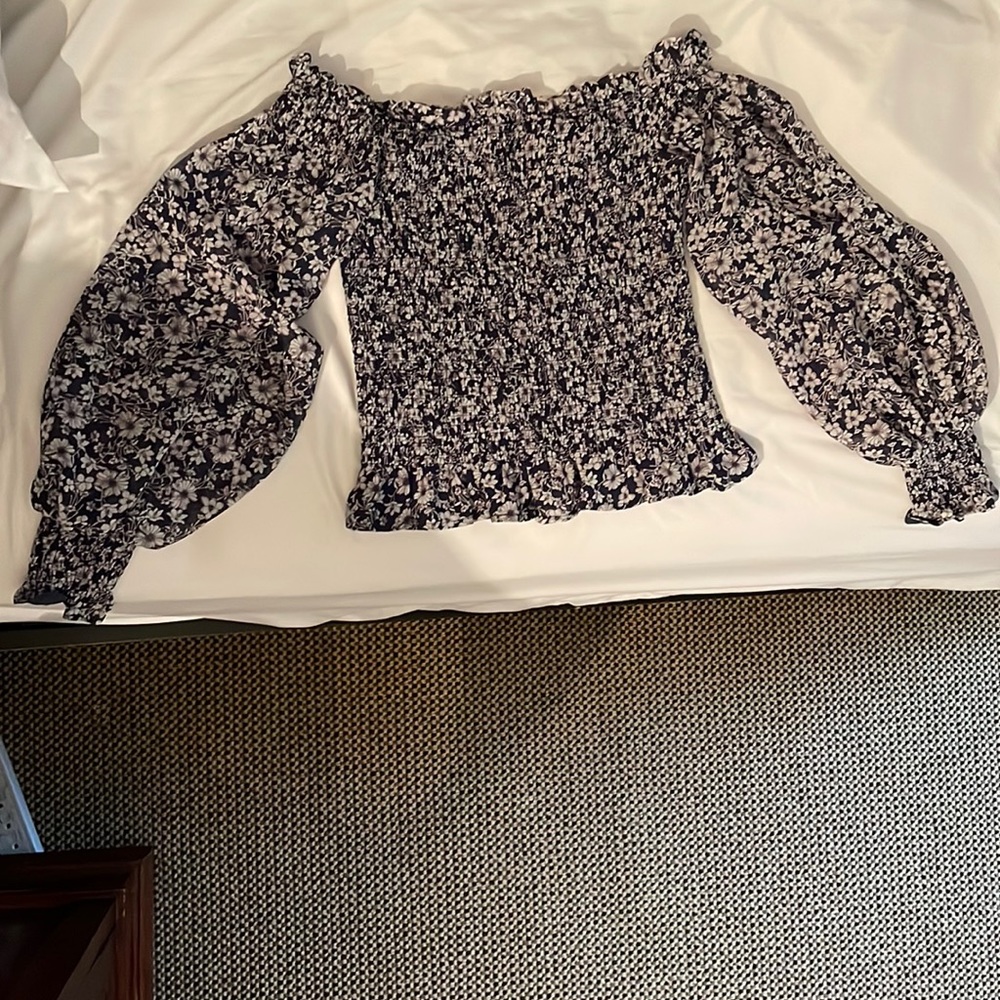 Floral smocked off the shoulder top